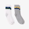 Chaussettes | LACOSTE Lot De 2 Paires De Chaussettes Montantes Unie En Coton Raye