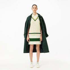 Robes & Jupes | LACOSTE Robe Col Polo A Rayures Fabriquee En France