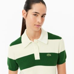 Robes & Jupes | LACOSTE Robe Col Polo A Rayures Fabriquee En France