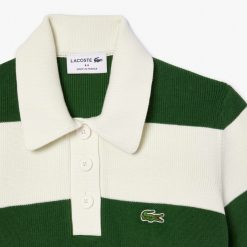 Robes & Jupes | LACOSTE Robe Col Polo A Rayures Fabriquee En France