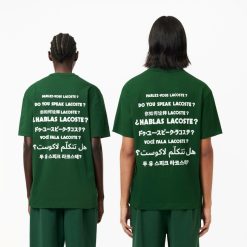 T-Shirts | LACOSTE T-Shirt En Coton Message Effet Pique Au Dos