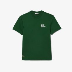 T-Shirts | LACOSTE T-Shirt En Coton Message Effet Pique Au Dos