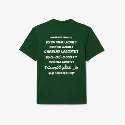 T-Shirts | LACOSTE T-Shirt En Coton Message Effet Pique Au Dos