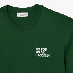 T-Shirts | LACOSTE T-Shirt En Coton Message Effet Pique Au Dos