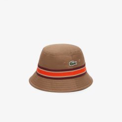 Chapeaux & Casquettes | LACOSTE Bob En Gabardine De Coton Avec Bandes Contrastees