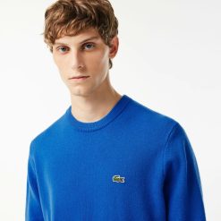 Pullovers | LACOSTE Pull A Col Rond En Laine Unie