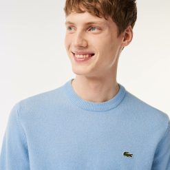 Pullovers | LACOSTE Pull A Col Rond En Laine Unie