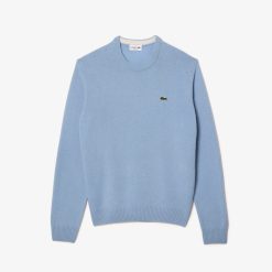 Pullovers | LACOSTE Pull A Col Rond En Laine Unie