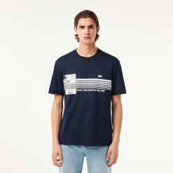 T-Shirts | LACOSTE T-Shirt Epais Fabrique En France Imprime Tennis