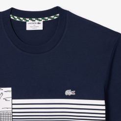 T-Shirts | LACOSTE T-Shirt Epais Fabrique En France Imprime Tennis