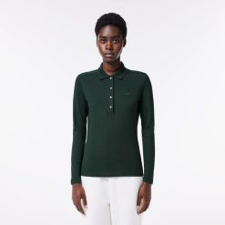 Polos | LACOSTE Polo Lacoste Slim Fit A Manches Longues En Pique Stretch