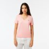 T-Shirts | LACOSTE T-Shirt A Col V Loose Fit En Coton Uni