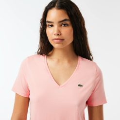 T-Shirts | LACOSTE T-Shirt A Col V Loose Fit En Coton Uni