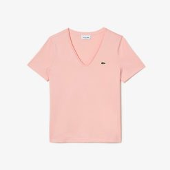 T-Shirts | LACOSTE T-Shirt A Col V Loose Fit En Coton Uni