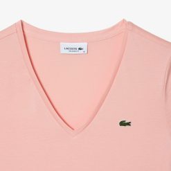 T-Shirts | LACOSTE T-Shirt A Col V Loose Fit En Coton Uni