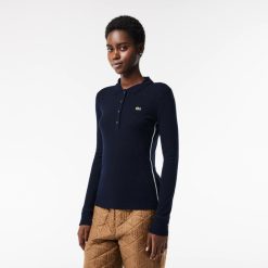 Polos | LACOSTE Polo Manches Longues Fabrique En France En Lyocell Et Laine