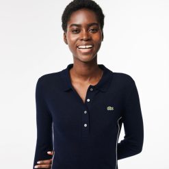 Polos | LACOSTE Polo Manches Longues Fabrique En France En Lyocell Et Laine