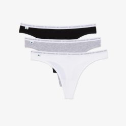 Sous-Vetements Et Vetements D'Interieur | LACOSTE Lot De 3 Strings Siglees En Coton Stretch