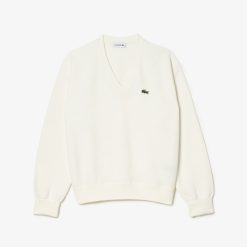 Pullovers | LACOSTE Pull Col V Femme Lacoste En Coton Biologique