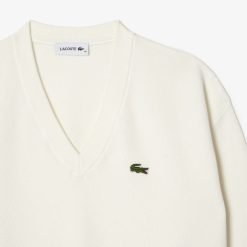 Pullovers | LACOSTE Pull Col V Femme Lacoste En Coton Biologique