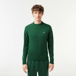 Pullovers | LACOSTE Pull A Col Rond En Laine Unie