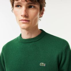 Pullovers | LACOSTE Pull A Col Rond En Laine Unie