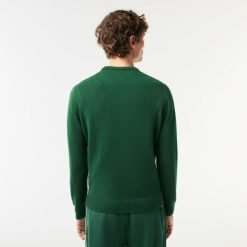 Pullovers | LACOSTE Pull A Col Rond En Laine Unie