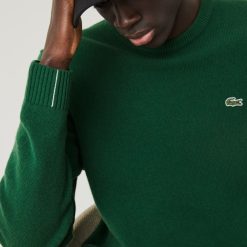 Pullovers | LACOSTE Pull A Col Rond En Laine Unie