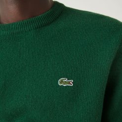 Pullovers | LACOSTE Pull A Col Rond En Laine Unie