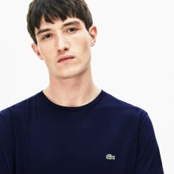 T-Shirts | LACOSTE T-Shirt Col Rond Manches Longues En Jersey De Coton Pima Uni