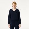 Pullovers | LACOSTE Pull Col V Femme Lacoste En Coton Biologique