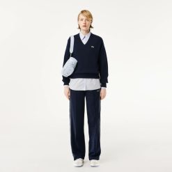 Pullovers | LACOSTE Pull Col V Femme Lacoste En Coton Biologique