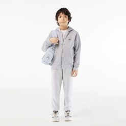 Vetements Fille | LACOSTE Sweatshirt Zippe A Capuche Enfant Lacoste Avec Poche Kangourou