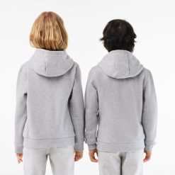 Vetements Fille | LACOSTE Sweatshirt Zippe A Capuche Enfant Lacoste Avec Poche Kangourou