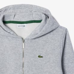 Vetements Fille | LACOSTE Sweatshirt Zippe A Capuche Enfant Lacoste Avec Poche Kangourou