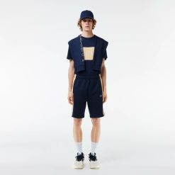 Pantalons & Shorts | LACOSTE Short Jogger Color-Block Imprime En Molleton Non Gratte