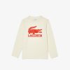 Vetements Garcon | LACOSTE T-Shirt Manches Longues A Imprime Contraste