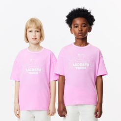 Vetements Fille | LACOSTE T-Shirt En Jersey De Coton Imprime Crocodiles