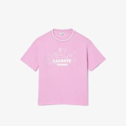 Vetements Fille | LACOSTE T-Shirt En Jersey De Coton Imprime Crocodiles