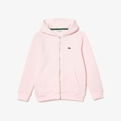 Vetements Garcon | LACOSTE Sweatshirt Zippe A Capuche Enfant Lacoste Avec Poche Kangourou