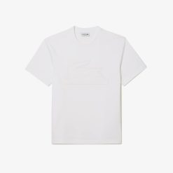 T-Shirts | LACOSTE T-Shirt Relaxed Fit En Jersey Avec Badge Matelasse