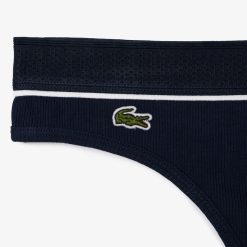 Sous-Vetements Et Vetements D'Interieur | LACOSTE String En Coton Cotele Avec Crocodile Brode