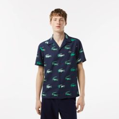 Chemises | LACOSTE Chemise A Manches Courtes Imprimee Homme Lacoste Golf