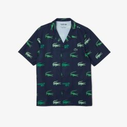 Chemises | LACOSTE Chemise A Manches Courtes Imprimee Homme Lacoste Golf