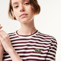 T-Shirts | LACOSTE T-Shirt Femme Loose Fit Lacoste A Rayures En Jersey De Coton