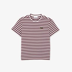 T-Shirts | LACOSTE T-Shirt Femme Loose Fit Lacoste A Rayures En Jersey De Coton