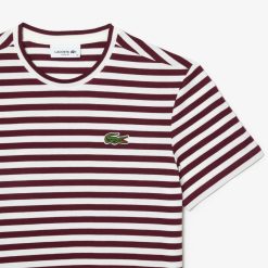 T-Shirts | LACOSTE T-Shirt Femme Loose Fit Lacoste A Rayures En Jersey De Coton