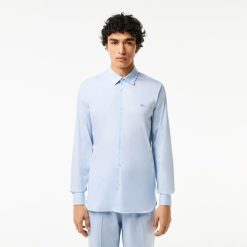 Chemises | LACOSTE Chemise Homme Lacoste Slim Fit A Carreaux En Popeline Stretch