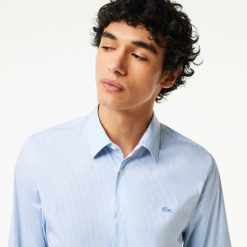 Chemises | LACOSTE Chemise Homme Lacoste Slim Fit A Carreaux En Popeline Stretch