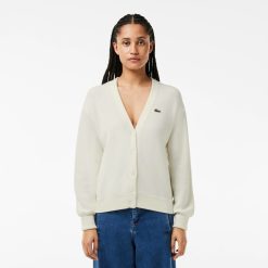 Pullovers | LACOSTE Cardigan Col V Femme Lacoste En Coton Biologique